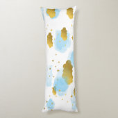 ブルーウォーターの色の雲金ゴールド星空 ボディピロー (裏面 (縦))