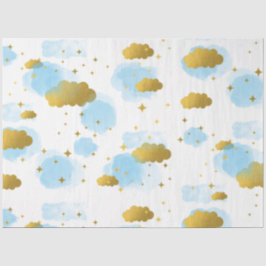 ブルーウォーターの色の雲金ゴールド星空 薄葉紙