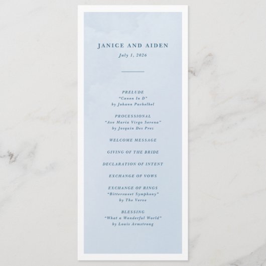 ブルーウォーターの色を魅了する雲結婚景色 プログラム (正面)