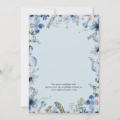 ブルーウォーターの色フローラ結婚式の日付カードを保存 招待状 (裏面)