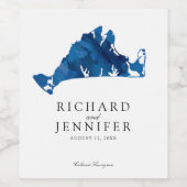 ブルーウォーターの色マーサのブドウ園のマップ結婚ズ ワインラベル (シングルラベル)