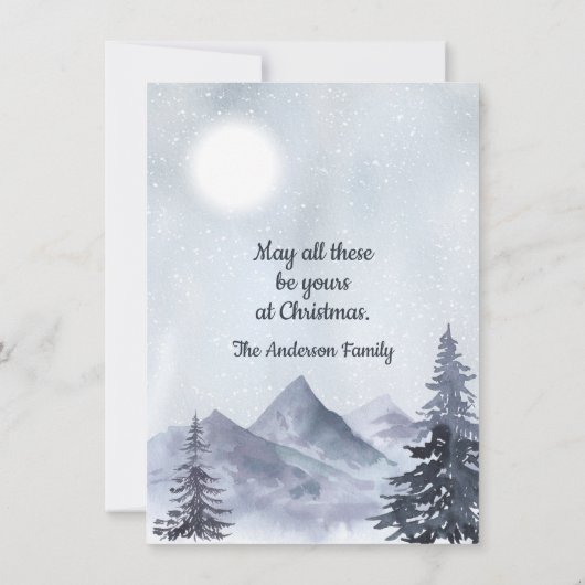 ブルーウォーターの色合い冬の風景 シーズンカード (裏面)