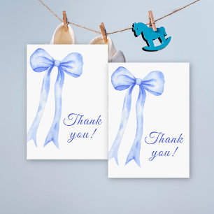 ブルーウォーターの色Bow Boy Baby Shower サンキューカード