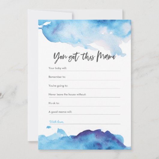 ブルーウォーターの赤ちゃんシャワ得ーこのママ 招待状 (正面)