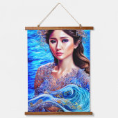ブルーウォーターウェーブファンタジー女神抽象芸術アート 吊り下げ型タペストリー (正面2)