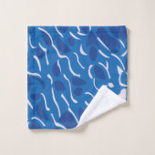 ブルーウォーターウェーブ抽象芸術パターン バスタオルセット (ウォッシュタオル)