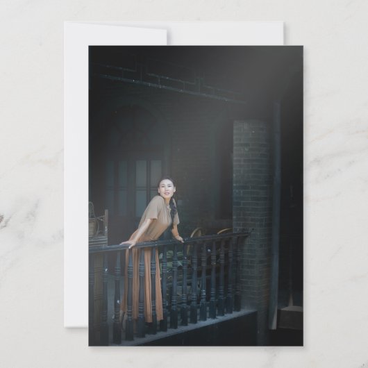 ブルーウォーターエレガントカラーフローラ写真60誕生日 招待状 (裏面)