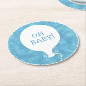 ブルーウォーターカスタムカラー文字ベビーシャワーOhベビー ラウンドペーパーコースター (アングル)