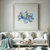 ブルーウォーターカラーたこポスター ポスター