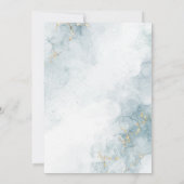 ブルーウォーターカラーと金ゴールドグリッターブライダルシャワー 招待状 (裏面)