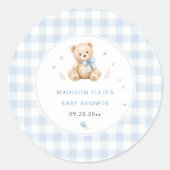 ブルーウォーターカラーのくまのイラスト We Can Bearly Wait ラウンドシール (正面)