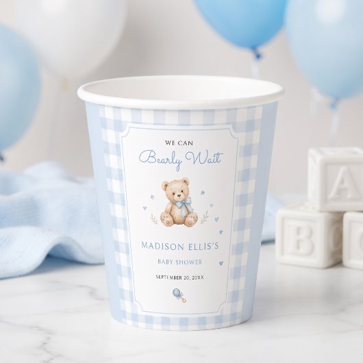 ブルーウォーターカラーのくま We Can Bearly Wait 紙コップ