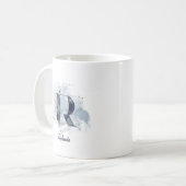 ブルーウォーターカラーのイニシャルＲ 名前入り コーヒーマグカップ (正面左)