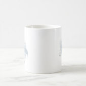 ブルーウォーターカラーのイニシャル I 名前入り コーヒーマグカップ (中央)