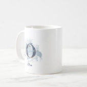 ブルーウォーターカラーのイニシャル O 名前入り コーヒーマグカップ (正面左)