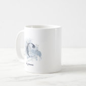 ブルーウォーターカラーのイニシャルC 名前入り コーヒーマグカップ (正面左)