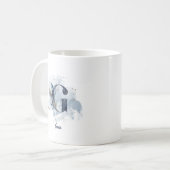 ブルーウォーターカラーのイニシャルG 名前入り コーヒーマグカップ (正面左)