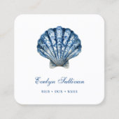 ブルーウォーターカラーのシーシェルロゴ名刺 スクエア名刺 (正面)