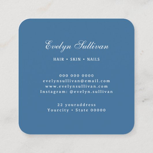 ブルーウォーターカラーのシーシェルロゴ名刺 スクエア名刺 (裏面)