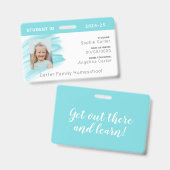 ブルーウォーターカラーのホームスクール生徒IDバッジ バッジ (表裏)