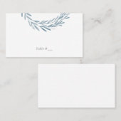 ブルーウォーターカラーのリーフ要素結婚のエスコートカード/ プレイスカード (正面/裏面)