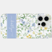 ブルーウォーターカラーのワイルドフラワーモノグラム Case-Mate iPhoneケース (裏面 (横))