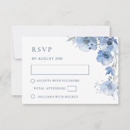ブルーウォーターカラーの結婚式RSVPカード 出欠カード