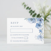 ブルーウォーターカラーの結婚式RSVPカード 出欠カード (スタンド正面)