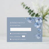 ブルーウォーターカラーの結婚式RSVPカード 出欠カード (スタンド正面)