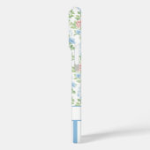 ブルーウォーターカラーの花のモノグラム ブルー ピンク Case-Mate iPhoneケース (裏面 / 左)