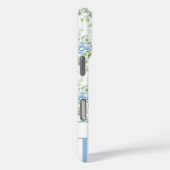 ブルーウォーターカラーの花のモノグラム ブルー ピンク Case-Mate iPhoneケース (裏面 / 右)
