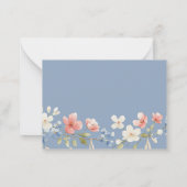 ブルーウォーターカラーの花のモノグラム 名前入り ノートカード (裏面)