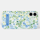 ブルーウォーターカラーの花のモノグラム Case-Mate iPhoneケース (裏面 (横))