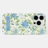 ブルーウォーターカラーの花のモノグラム Case-Mate iPhoneケース (裏面 (横))