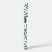ブルーウォーターカラーの花のモノグラム Case-Mate iPhoneケース (裏面 / 右)