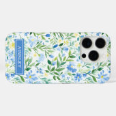 ブルーウォーターカラーの花のモノグラム Case-Mate iPhoneケース (裏面 (横))