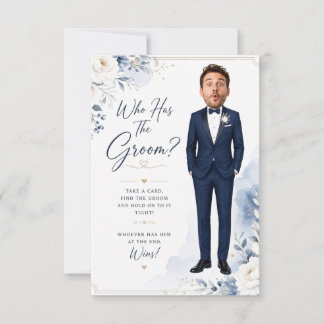 ブルーウォーターカラーの花嫁パーティー ウェルカムカード Who Has The Groom サンキューカード
