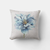 ブルーウォーターカラーの花 クッション (正面)