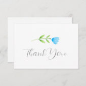 ブルーウォーターカラーの花 サンキューカード (正面/裏面)