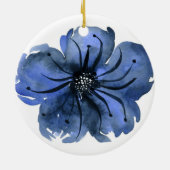 ブルーウォーターカラーの花 セラミックオーナメント (裏面)