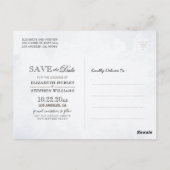 ブルーウォーターカラーの葉の結婚式セーブデートフォト ポストカード (裏面)