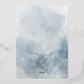 ブルーウォーターカラーの葉バプテススフォイル招待状 箔招待状 (裏面)