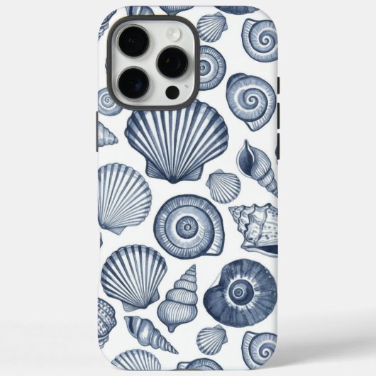 ブルーウォーターカラーの貝殻パターン 海のコースト・ネイバル Case-Mate iPhoneケース (裏面)