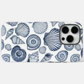 ブルーウォーターカラーの貝殻パターン 海のコースト・ネイバル Case-Mate iPhoneケース (裏面 (横))