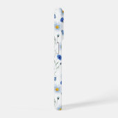 ブルーウォーターカラーの野の花の草原の蝶 iPhoneケース (右側面)
