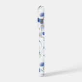 ブルーウォーターカラーの野の花の草原の蝶 iPhoneケース (左側面)