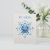 ブルーウォーターカラーの雪の結晶、クリスマス シーズンポストカード (スタンド正面)