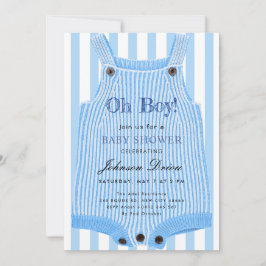 ブルーウォーターカラーの「Oh Boy Baby Shower」招待状 招待状