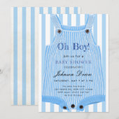 ブルーウォーターカラーの「Oh Boy Baby Shower」招待状 招待状 (正面/裏面)
