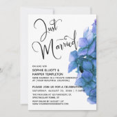 ブルーウォーターカラーアジサイたった今結婚しました披露宴 招待状 (正面)